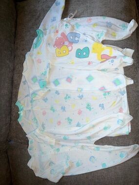 Vintage mixed lot Baby Footed Sleepers with Pastel Animal Prints